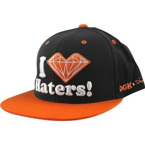 DGK X Diamond Supply Co Haters Collaboration Snapback Hat Black Orange